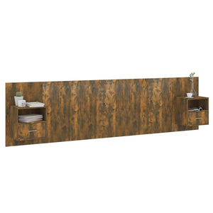 vidaXL Headboard with Bedside Tables Smoked Oak Engineered Wood