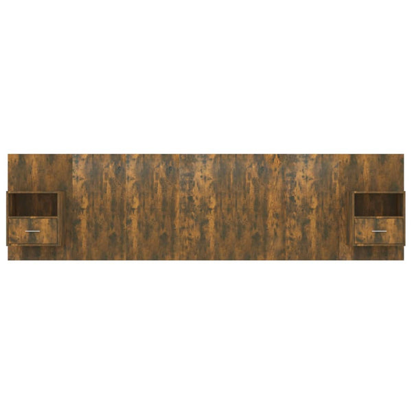 vidaXL Headboard with Bedside Tables Smoked Oak Engineered Wood