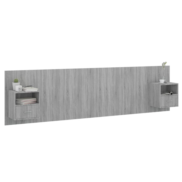 vidaXL Headboard with Bedside Tables Gray Sonoma Chipboard
