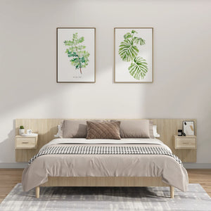 vidaXL Headboard with Bedside Tables Sonoma Oak Engineered Wood