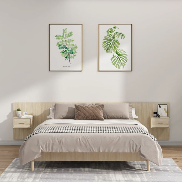 vidaXL Headboard with Bedside Tables Sonoma Oak Engineered Wood