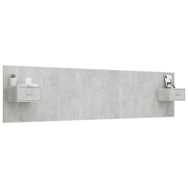 vidaXL Headboard with Nightstands Concrete Grey Engineered Wood