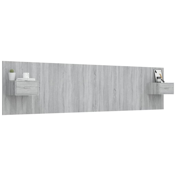 vidaXL Headboard with Bedside Tables Sonoma Grey Engineered Wood