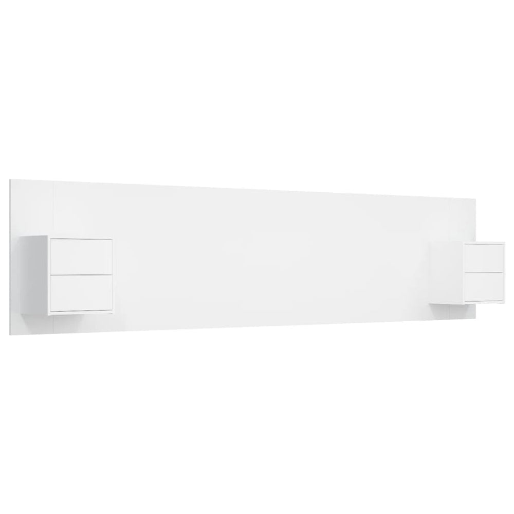 vidaXL Headboard with Bedside Tables White Engineered Wood