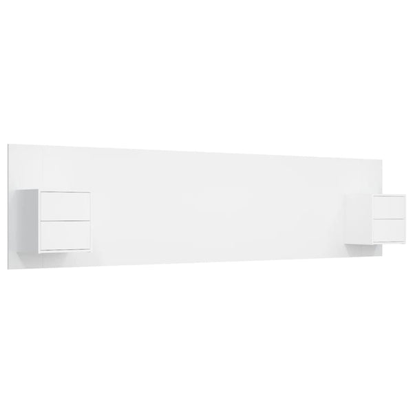 vidaXL Headboard with Bedside Tables White Engineered Wood