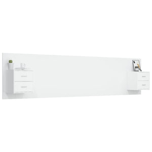 vidaXL Headboard with Bedside Tables White Engineered Wood