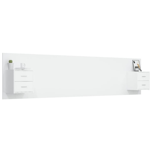 vidaXL Headboard with Bedside Tables White Engineered Wood