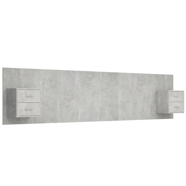 vidaXL Headboard with Nightstands Concrete Grey Engineered Wood