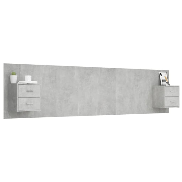 vidaXL Headboard with Nightstands Concrete Grey Engineered Wood
