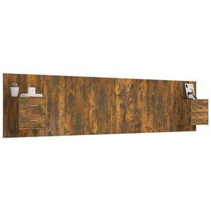 vidaXL Headboard with Bedside Tables Smoked Oak Engineered Wood
