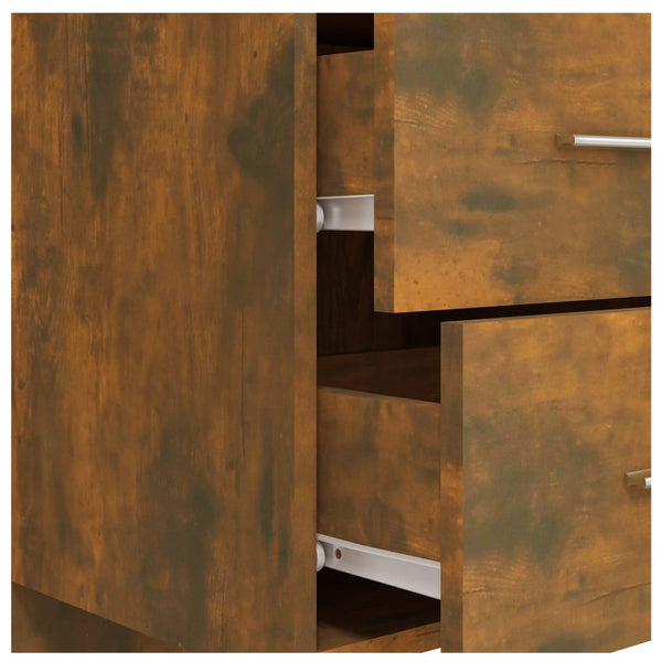 vidaXL Headboard with Bedside Tables Smoked Oak Engineered Wood
