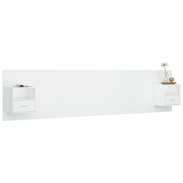 vidaXL Headboard with Bedside Tables White Engineered Wood