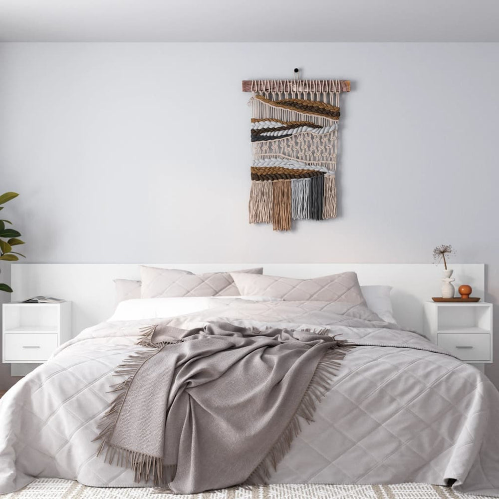 vidaXL Headboard with Bedside Tables White Engineered Wood
