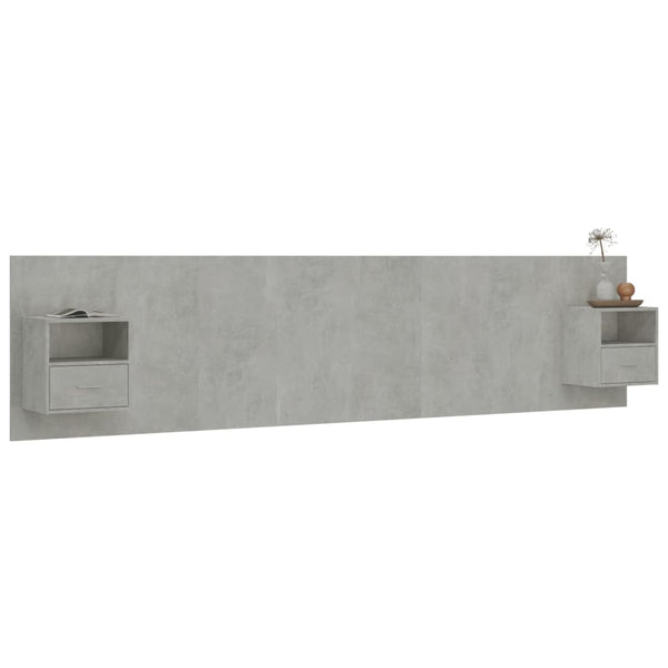 vidaXL Headboard with Nightstands Concrete Grey Engineered Wood