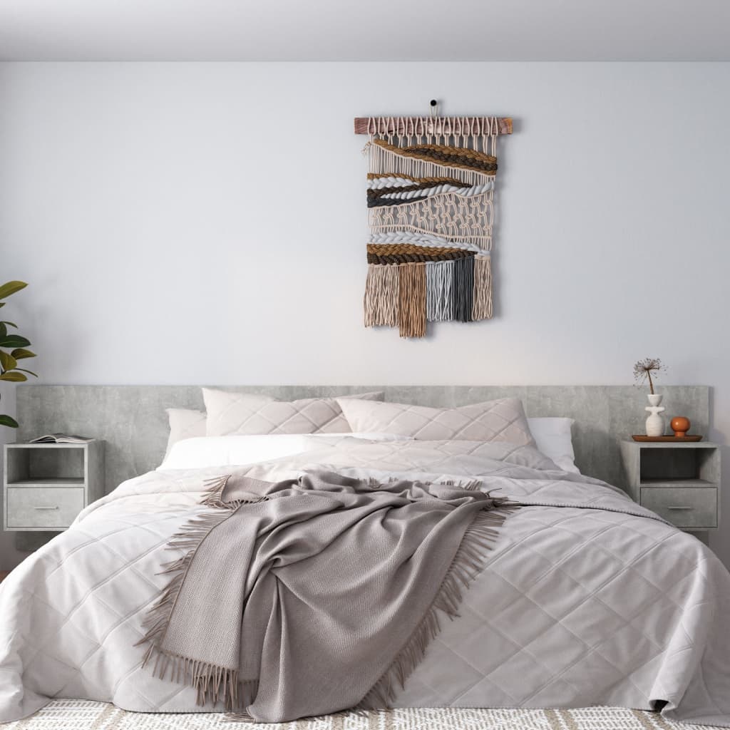 vidaXL Headboard with Nightstands Concrete Grey Engineered Wood
