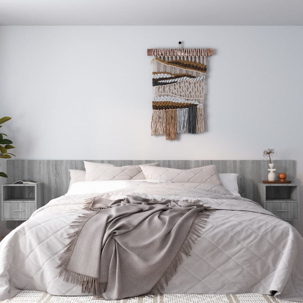 vidaXL Headboard with Bedside Tables Gray Sonoma Chipboard