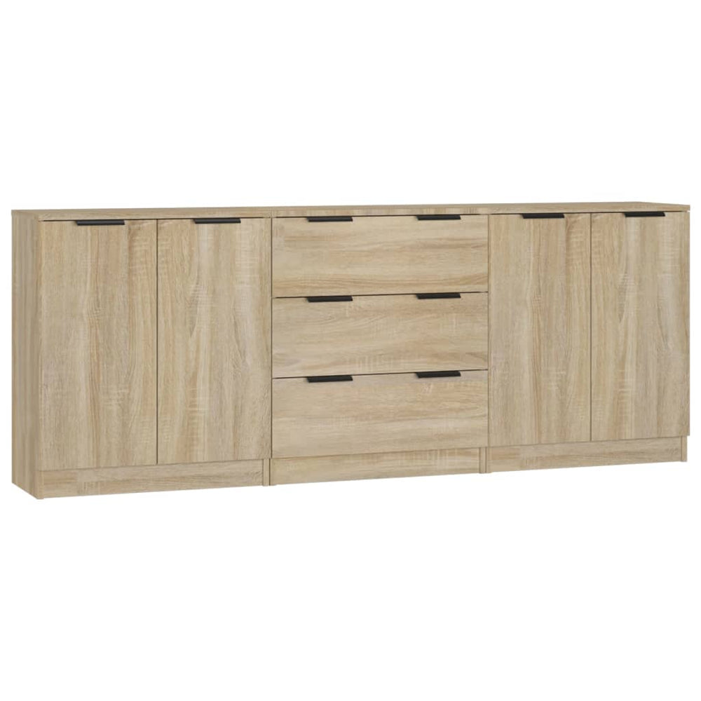 vidaXL 3-Piece Sideboard Sonoma Oak-Effect Engineered Wood