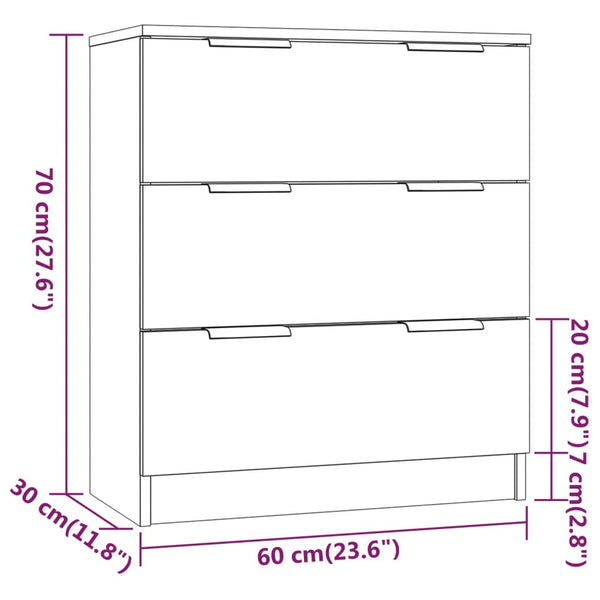 vidaXL 3-Piece Sideboard Set Concrete Grey Engineered Wood