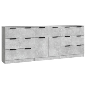 vidaXL 3-Piece Sideboard Set Concrete Grey Engineered Wood
