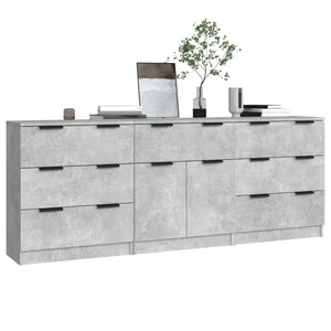 vidaXL 3-Piece Sideboard Set Concrete Grey Engineered Wood