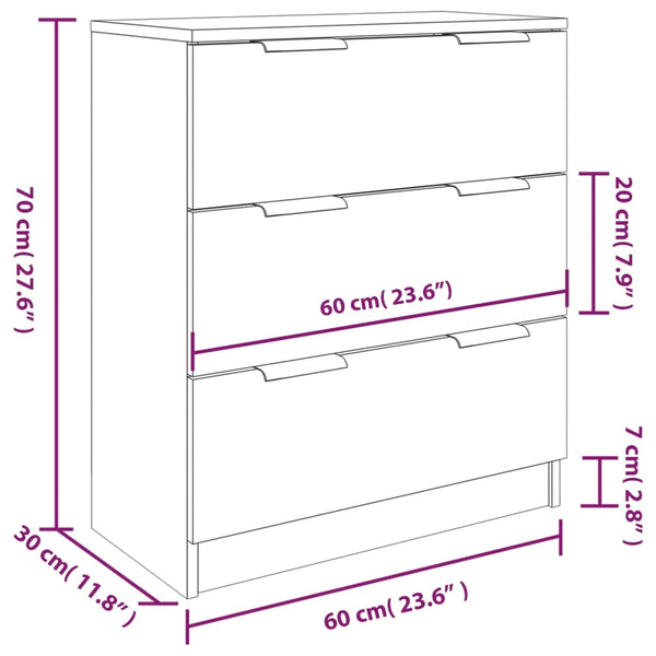 vidaXL 3-Piece Sideboard Set Concrete Grey Engineered Wood