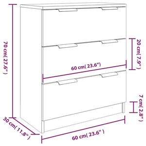 vidaXL 3-Piece Sideboard Smoked Oak Engineered Wood