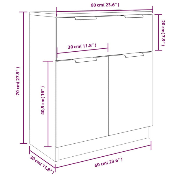 vidaXL 3-Piece Sideboard Smoked Oak Engineered Wood