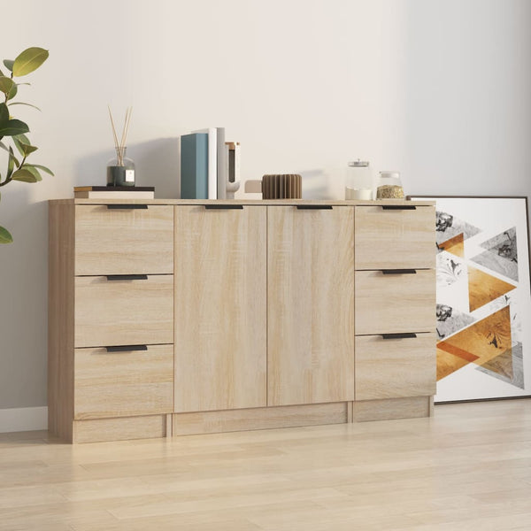 vidaXL Sideboards 3 pcs. Sonoma Oak Engineered Wood