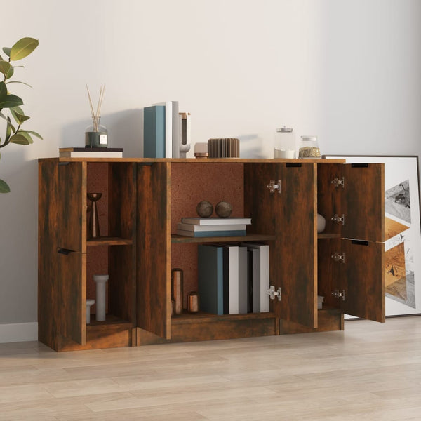 vidaXL Sideboards 3 pcs. Smoked Oak Engineered Wood
