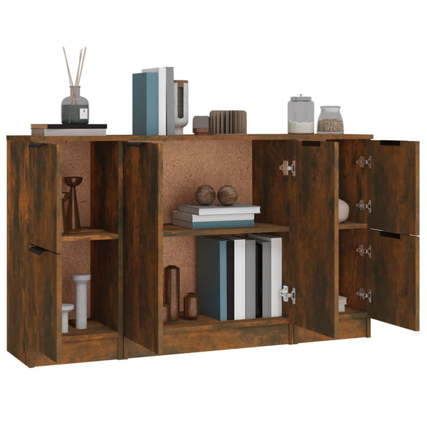 vidaXL Sideboards 3 pcs. Smoked Oak Engineered Wood