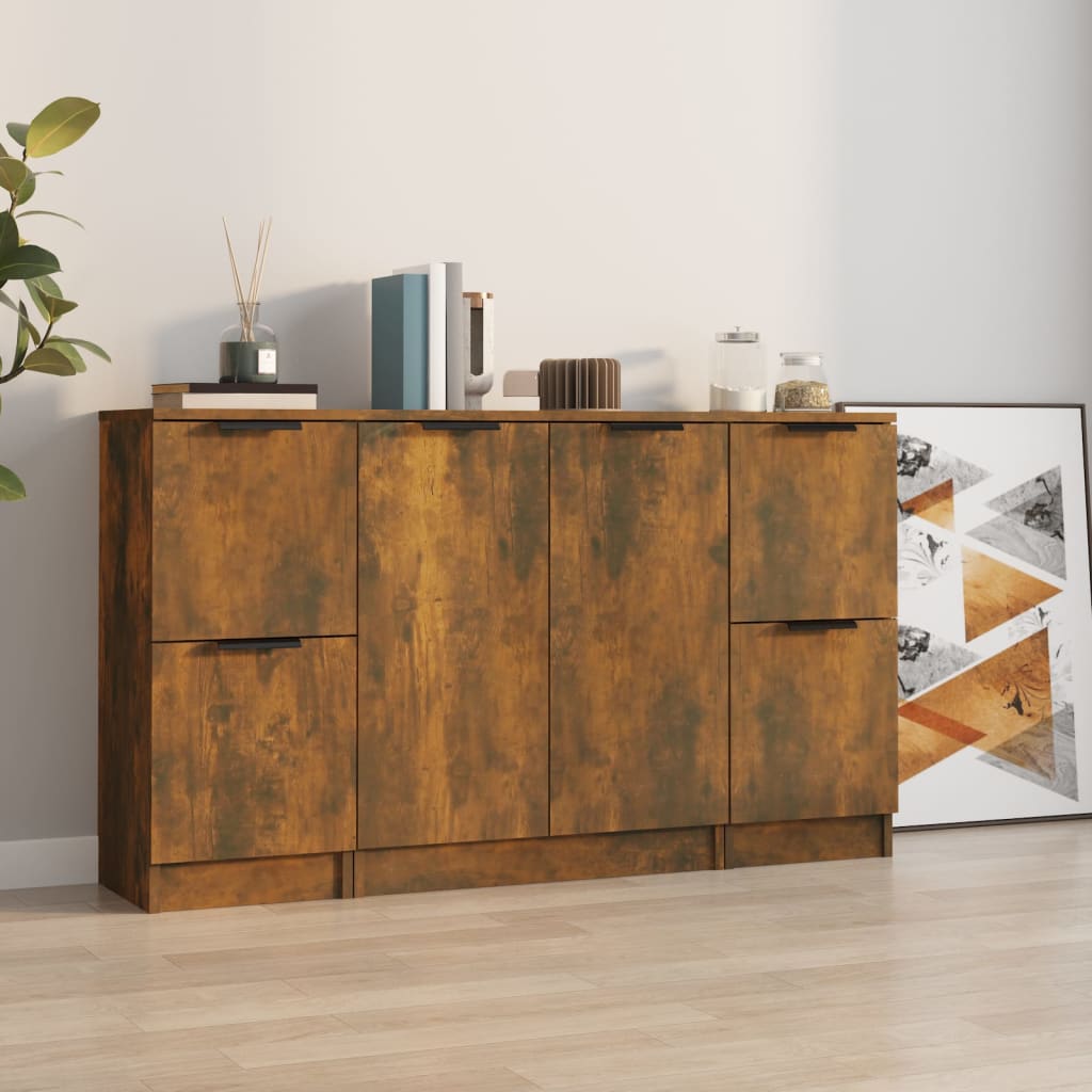 vidaXL Sideboards 3 pcs. Smoked Oak Engineered Wood