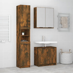 vidaXL 3-Piece Bathroom Furniture Set Smoked Oak Engineered Wood