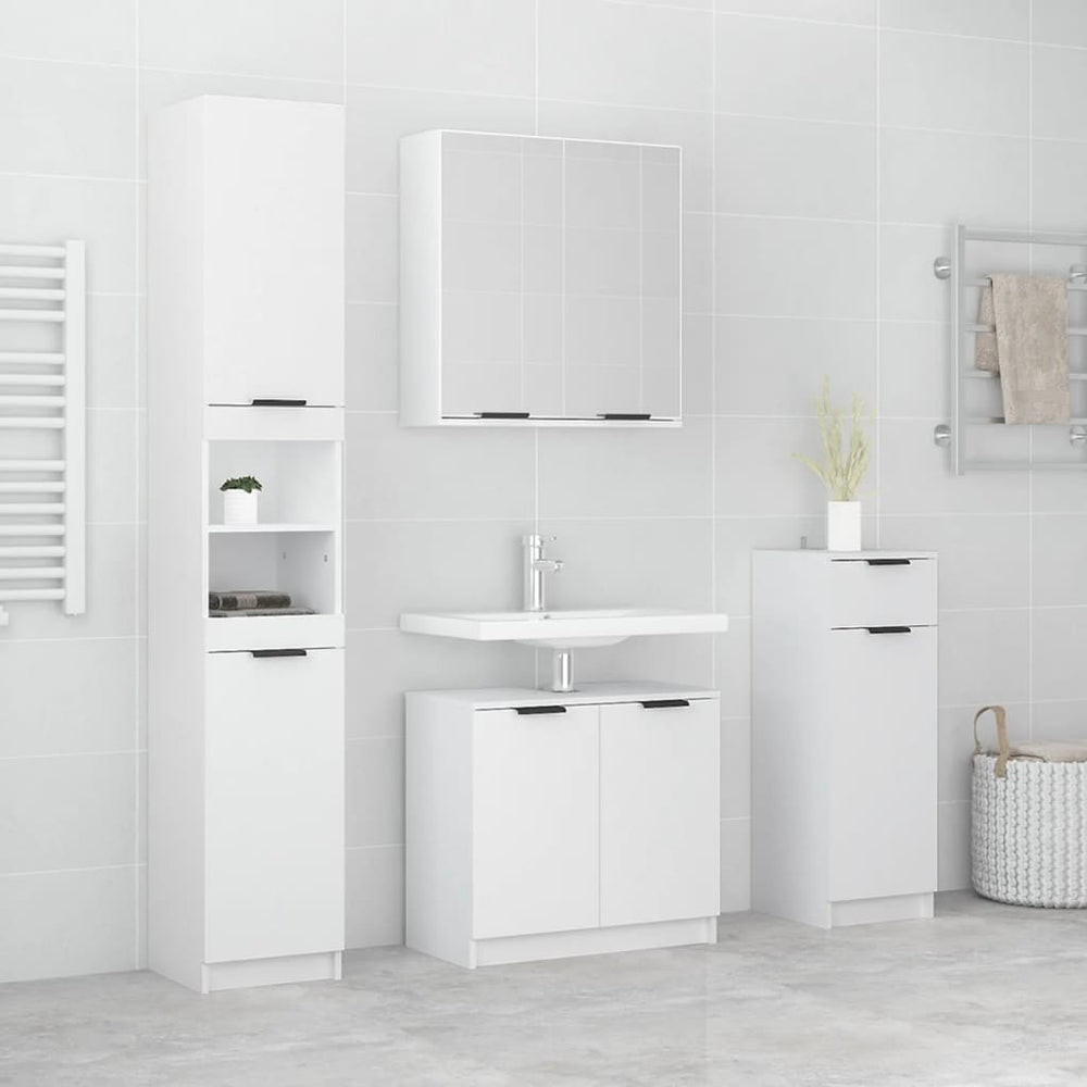 vidaXL 4-Piece Bathroom Furniture Set White Engineered Wood