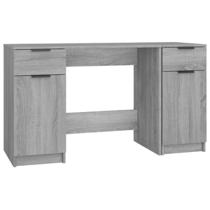 vidaXL Desk with Side Cabinet Sonoma Grey Engineered Wood