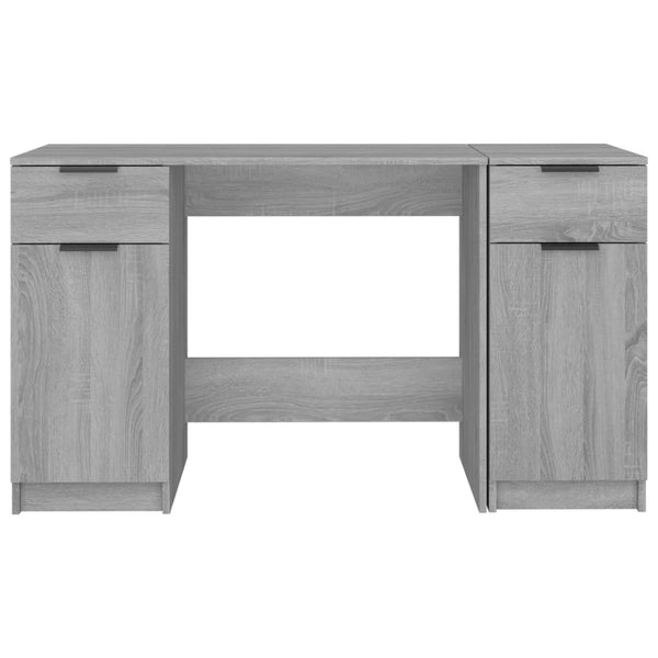 vidaXL Desk with Side Cabinet Sonoma Grey Engineered Wood