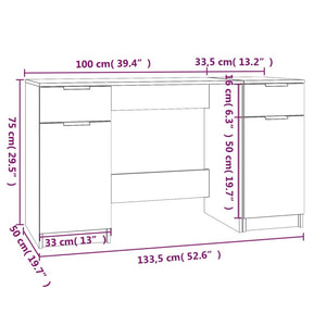 vidaXL Desk with Side Cabinet Sonoma Grey Engineered Wood