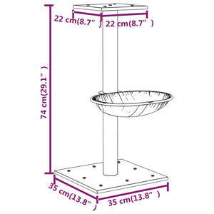 vidaXL Cat Scratching Post with Sisal Scratching Pole Light Grey 74 cm