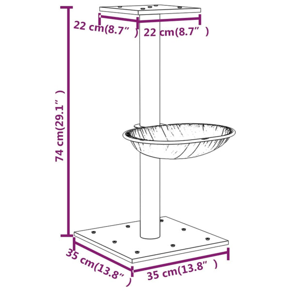 vidaXL Cat Tree with Sisal Scratching Post Dark Grey 74 cm