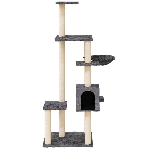 vidaXL Cat Tree with Sisal Scratching Posts Dark Grey 142 cm