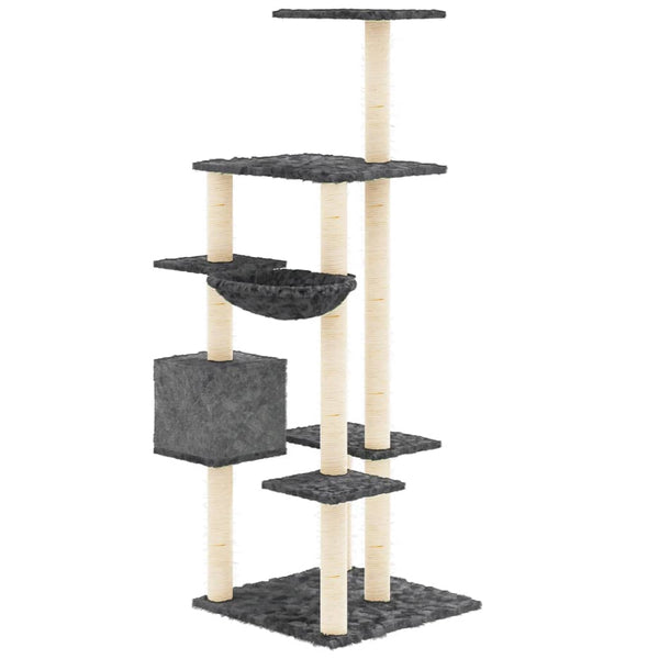 vidaXL Cat Tree with Sisal Scratching Posts Dark Grey 142 cm