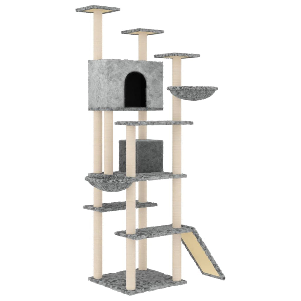 vidaXL Cat Tree with Sisal Scratching Posts Light Grey 191 cm
