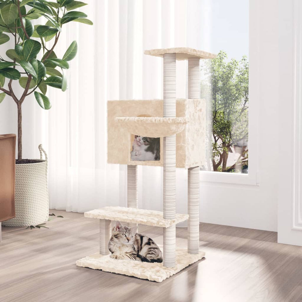 vidaXL Cat Scratching Post with Sisal Scratching Poles Cream 108.5 cm