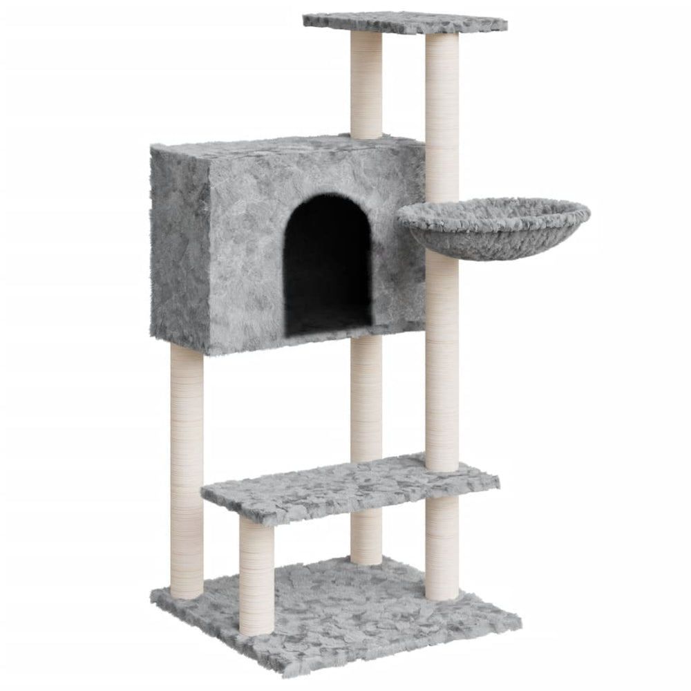vidaXL Cat Scratching Tree with Sisal Scratching Posts Light Grey 108.5 cm