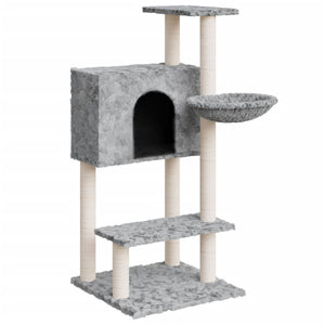 vidaXL Cat Scratching Tree with Sisal Scratching Posts Light Grey 108.5 cm