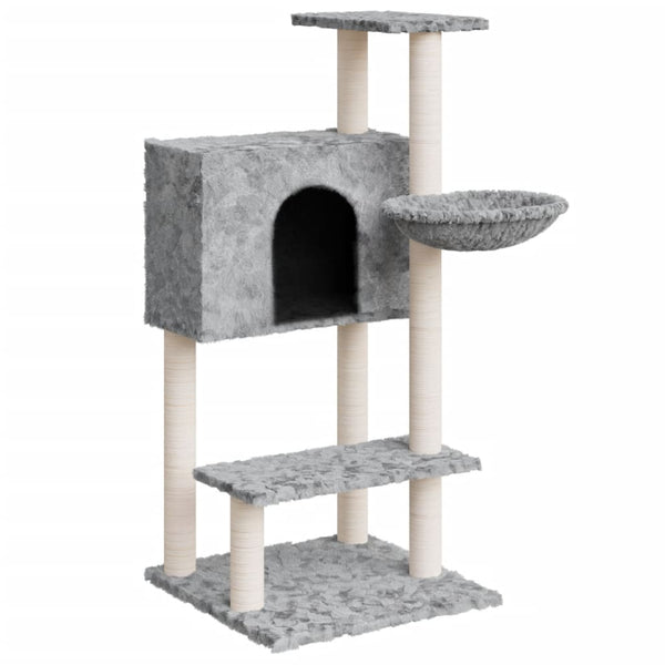 vidaXL Cat Scratching Tree with Sisal Scratching Posts Light Grey 108.5 cm
