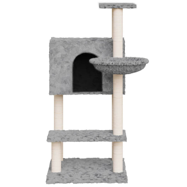 vidaXL Cat Scratching Tree with Sisal Scratching Posts Light Grey 108.5 cm