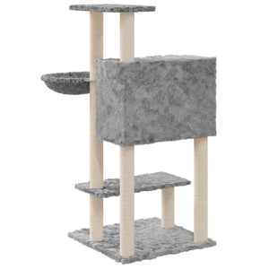 vidaXL Cat Scratching Tree with Sisal Scratching Posts Light Grey 108.5 cm