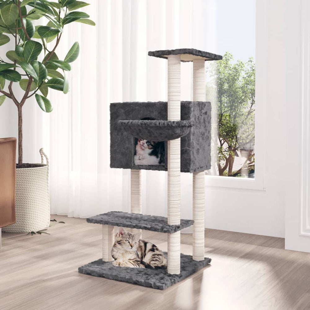 vidaXL Cat Tree with Sisal Scratching Posts Dark Gray 108.5 cm