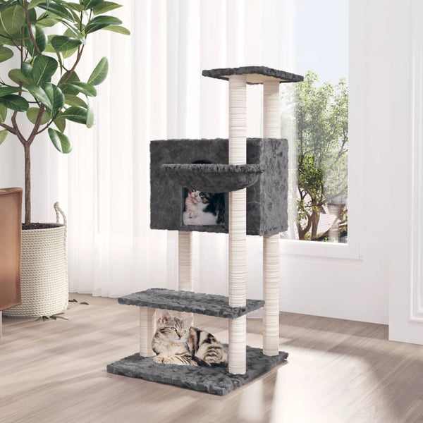 vidaXL Cat Tree with Sisal Scratching Posts Dark Gray 108.5 cm
