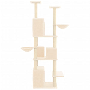 vidaXL Cat Tree with Sisal Scratching Posts Cream 180 cm
